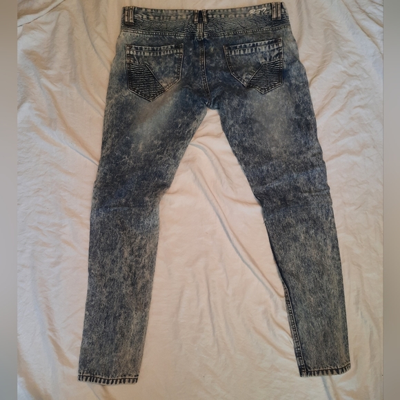 RS7 royal seven Distressed Acid Wash Mens Casual  Flex Jeans Size 36 X 32 - Picture 5 of 9